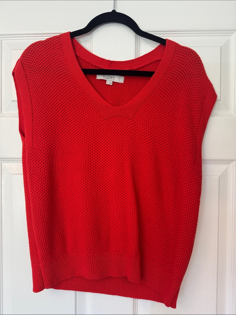LOFT Red Sleeveless V-Neck Knit Sweater Vest
